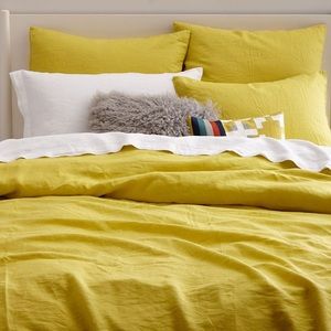West Elm Belgian Linen Euro Sham in Citrus Yellow